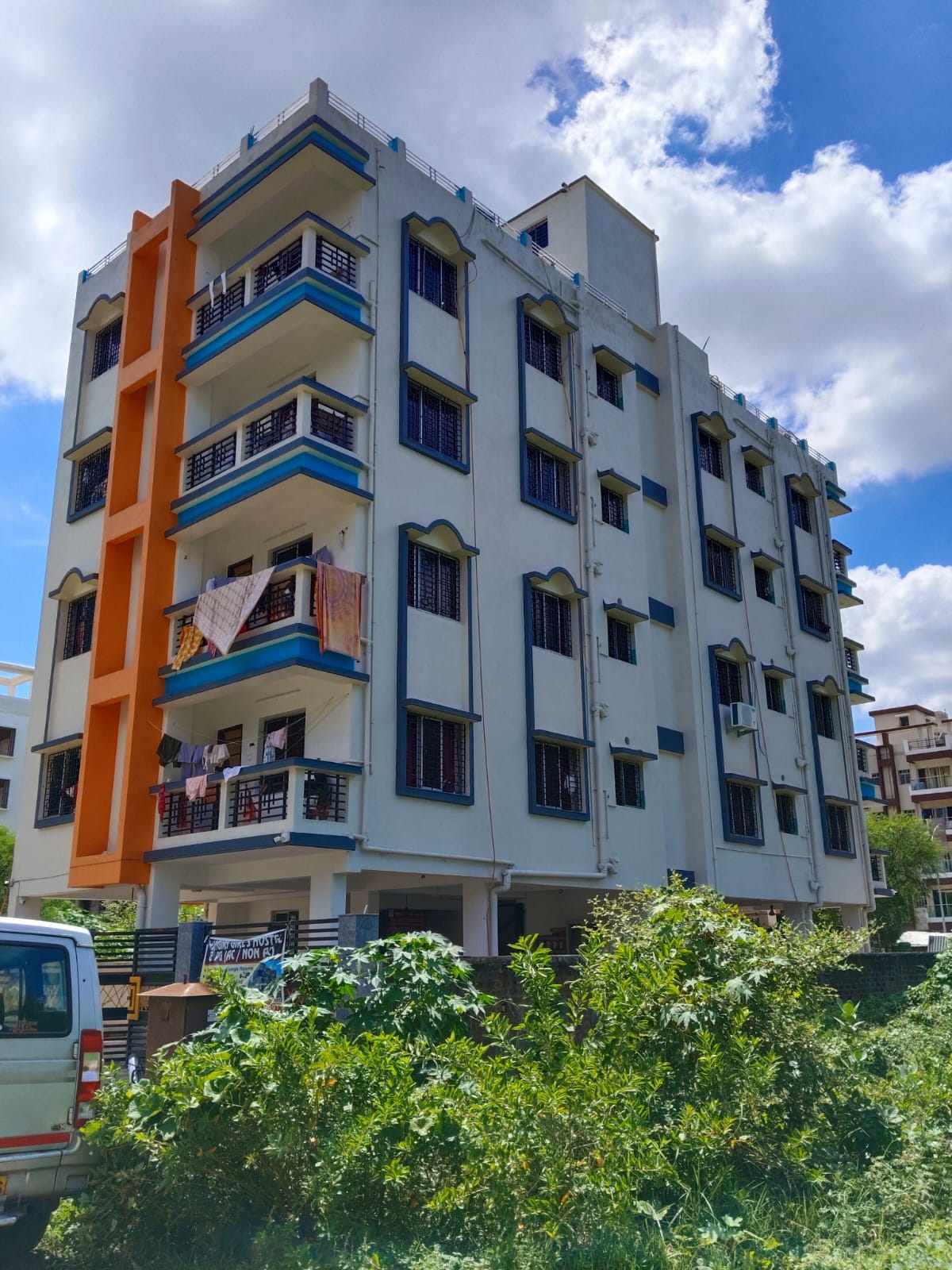 Building side view with balconies